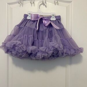 Girl Purple Tulle Skirt with Ribbon